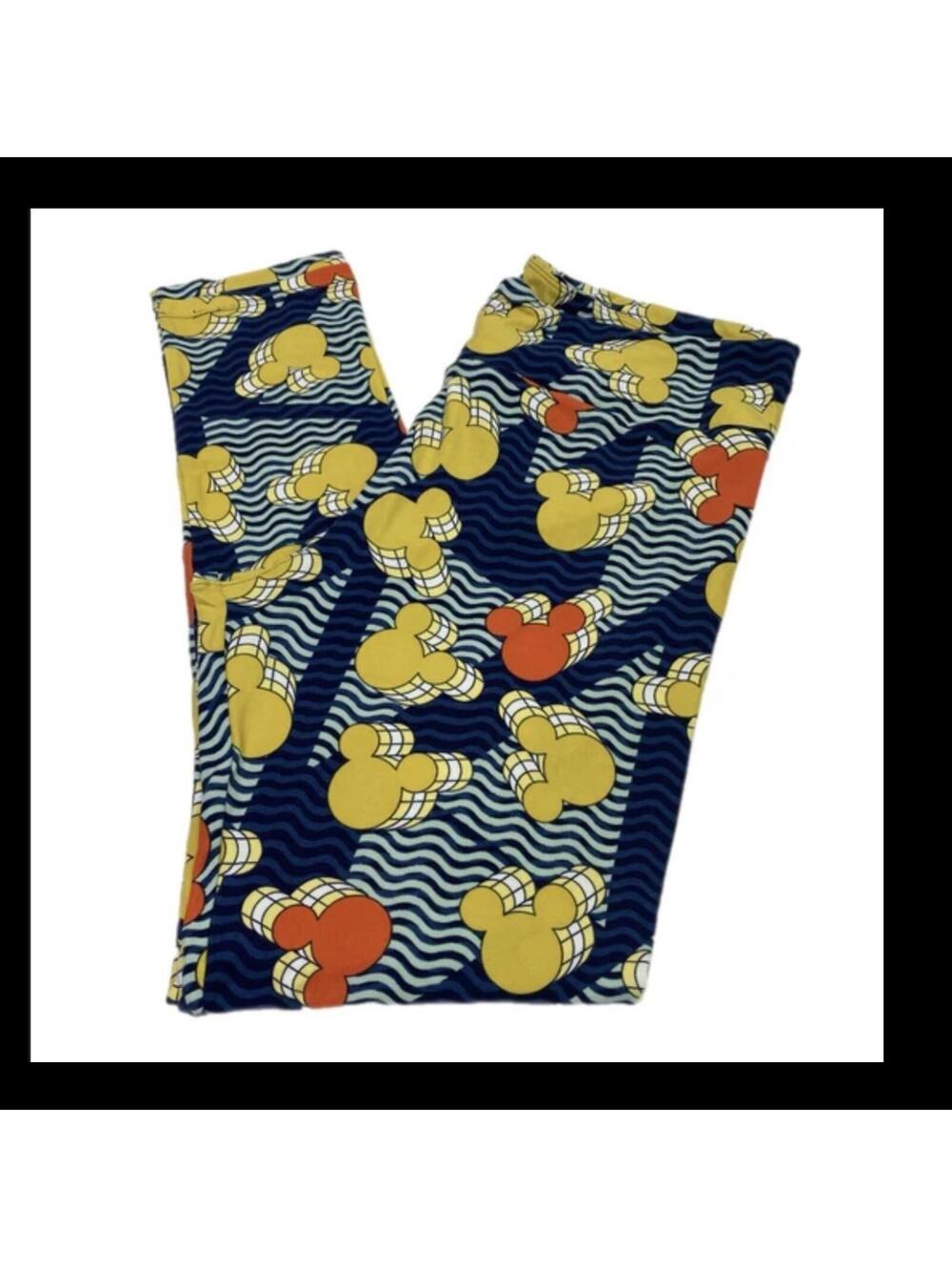 LuLaRoe Disney Women's Multicolor Mickey Mouse Wave Ankle Leggings One Size